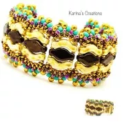 Perles en verre Bridge 3 trous 3x12 mm - Gold Mat x10g