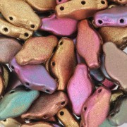 Perles en verre Navette 3 trous 6x12 mm - Metallic Iris Mat x10g|raw }}