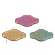 Perles en verre Navette 3 trous 6x12 mm - Metallic Iris Mat x10g