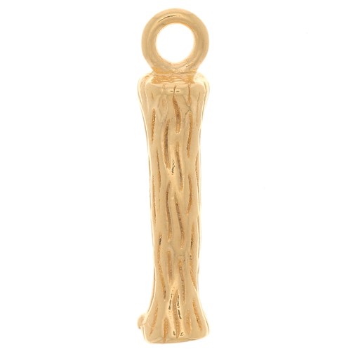 Pendentif lettre alphabet effet bambou 16x3 mm - I - Doré à l'or fin x1