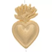 Perle coeur Ex-voto mexicain 16x10 mm - Doré à l'or fin x1