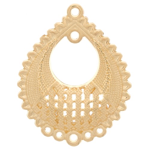 Pendentif chandelier goutte motif oriental 6 anneaux 39x31 mm - Doré à l'or fin x1
