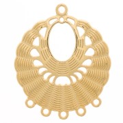 Pendentif chandelier rond travaillé 5 anneaux 36x30 mm - Doré à l'or fin x1|raw }}