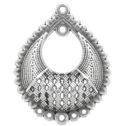Pendentif chandelier goutte motif oriental 39x31 mm - Placage argent fin vieilli|raw }}