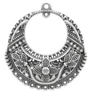 Pendentif chandelier rond motif oriental 30 mm - Placage argent fin vieilli x1|raw }}