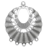 Pendentif chandelier rond travaillé 5 anneaux 36x30mm - Placage argent fin vieilli|raw }}