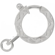 Fermoir à ressort 15 mm - motif ethnique - avec anneau ouvert - Argent 925 x1|raw }}