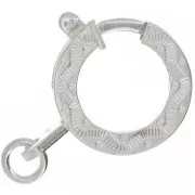 Fermoir à ressort 15 mm - motif ethnique - avec anneau ouvert - Argent 925 x1