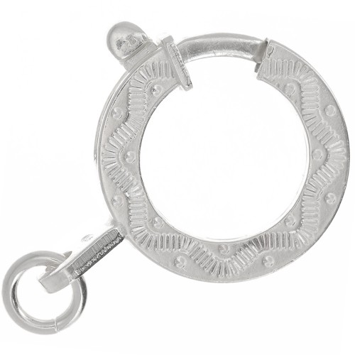 Fermoir à ressort 15 mm - motif ethnique - avec anneau ouvert - Argent 925 x1
