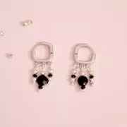 Dormeuses losange 3 anneaux à décorer en laiton 16 mm - Rhodié x2