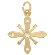 Pendentif croix avec oxydes de Zirconium  18x16 mm - Doré - Crystal x1