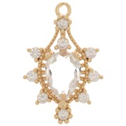 Pendentif goutte en verre avec oxydes de Zirconium  24x16 mm - Doré - Crystal x1