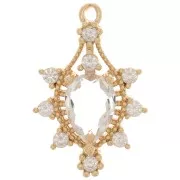 Pendentif goutte en verre avec oxydes de Zirconium  24x16 mm - Doré - Crystal x1