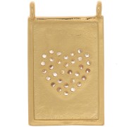 Pendentif plaque - motif coeur - avec oxydes de Zirconium  21x13 mm - Doré - Crystal x1