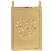 Pendentif plaque - motif coeur - avec oxydes de Zirconium  21x13 mm - Doré - Crystal x1