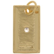 Pendentif plaque motif étoile et lune avec  oxyde de Zirconium  22x13 mm - Doré - Crystal x1