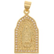 Pendentif religieux - motif Vierge - avec oxydes de Zirconium  24x13 mm - Doré - Crystal x1|raw }}