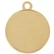 Pendentif rond motif soleil & lune avec résine époxy 18 mm - Doré à l'or fin x1