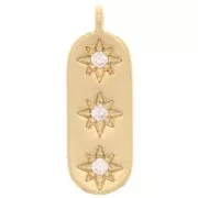 Breloque rectangle - motif étoile du nord avec oxydes de Zirconium  17x6 mm - Doré - Crystal x1