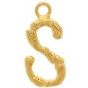 Pendentif lettre alphabet effet bambou 16x8 mm - S - Doré à l'or fin x1|raw }}