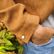 Bouton de manchette plateau 8 mm en Argent 925 x1