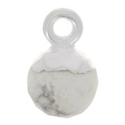 Breloque boule facettée 6 mm - pierre gemme - Argent 925 - Howlite x1