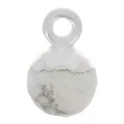 Breloque boule facettée 6 mm - pierre gemme - Argent 925 - Howlite x1