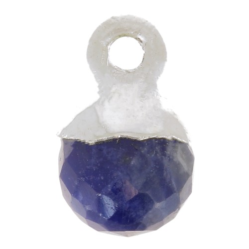 Breloque boule facettée 6 mm - pierre gemme - Argent 925 - Sodalite x1