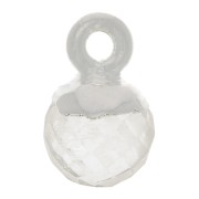 Breloque boule facettée 6 mm - pierre gemme - Argent 925 - Cristal de roche x1