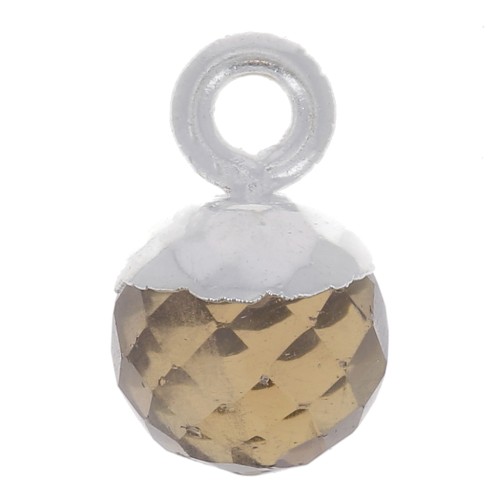 Breloque boule facettée 6 mm - pierre gemme - Argent 925 - Quartz fumé x1