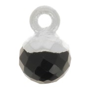 Breloque boule facettée 6 mm - pierre gemme - Argent 925 - Onyx noir x1|raw }}