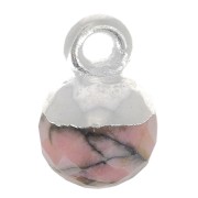 Breloque boule facettée 6 mm - pierre gemme - Argent 925 - Rhodonite x1
