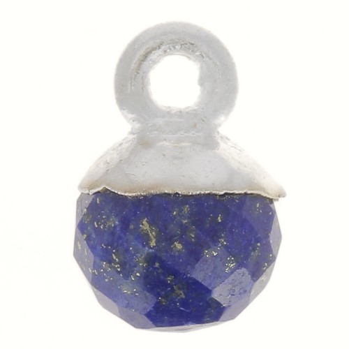 Breloque boule facettée 6 mm - pierre gemme - Argent 925 - Lapis lazuli x1