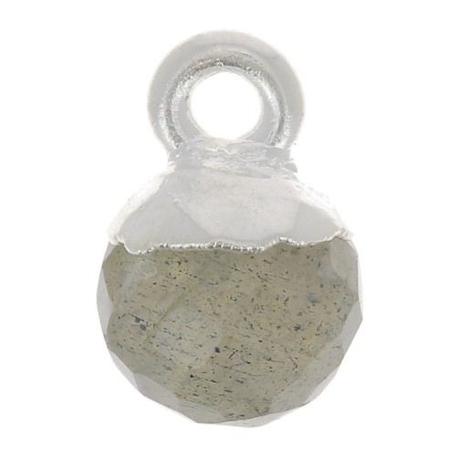 Breloque boule facettée 6 mm - pierre gemme - Argent 925 - Labradorite x1