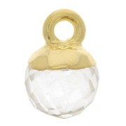 Breloque boule facettée 6 mm - Argent 925 Doré à l'or fin - Cristal de roche x1|raw }}