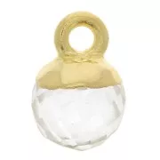 Breloque boule facettée 6 mm - Argent 925 Doré à l'or fin - Cristal de roche x1