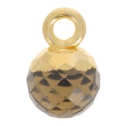 Breloque boule facettée 6 mm - Argent 925 Doré à l'or fin - Quartz fumé x1