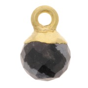 Breloque boule facettée 6mm - Argent 925 Doré à l'or fin - Obsidienne mouchetée|raw }}