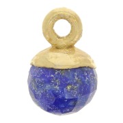 Breloque boule facettée 6 mm - Argent 925 Doré à l'or fin - Lapis lazuli x1