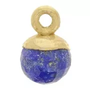 Breloque boule facettée 6 mm - Argent 925 Doré à l'or fin - Lapis lazuli x1