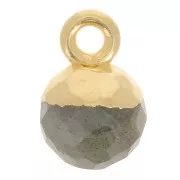 Breloque boule facettée 6 mm - Argent 925 Doré à l'or fin - Labradorite x1