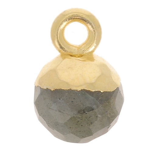 Breloque boule facettée 6 mm - Argent 925 Doré à l'or fin - Labradorite x1