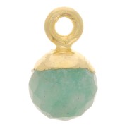 Breloque boule facettée 6 mm - Argent 925 Doré à l'or fin - Amazonite x1