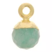 Breloque boule facettée 6 mm - Argent 925 Doré à l'or fin - Amazonite x1