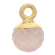 Breloque boule facettée 6 mm - Argent 925 Doré à l'or fin - Quartz rose x1|raw }}