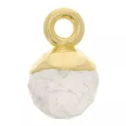 Breloque boule facettée 6 mm - Argent 925 Doré à l'or fin - Pierre de lune x1