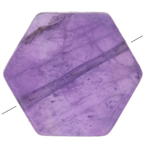 Perle plate forme hexagone 12x10 mm en pierre gemme - Amethyste x1