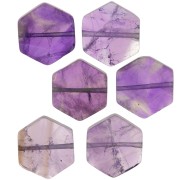 Perle plate forme hexagone 12x10 mm en pierre gemme - Amethyste x1
