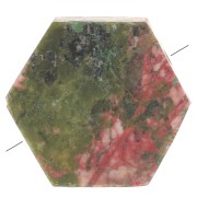 Perle plate forme hexagone 12x10 mm en pierre gemme - Unakite x1|raw }}