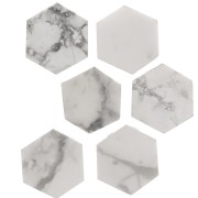Perle plate forme hexagone 12x10 mm en pierre gemme - Howlite x1